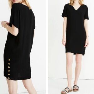 Madewell Black Mini Dress with Gold Accents